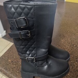 Mudd Black Quilted Kids Boots with Buckles